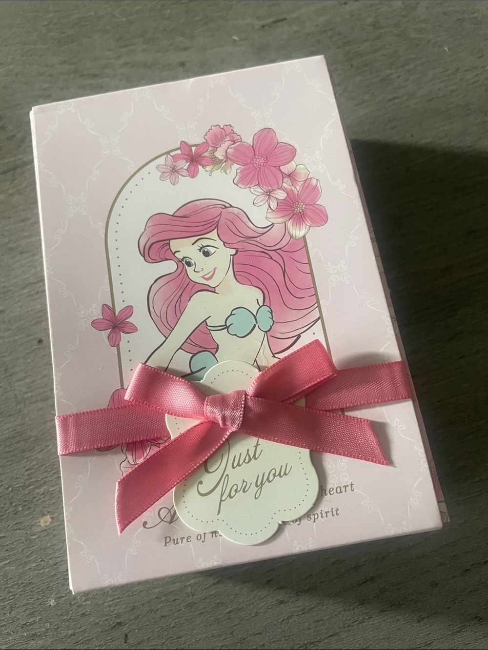 NWOT Disney Ariel Pink Floral Gift Box with Ribbon